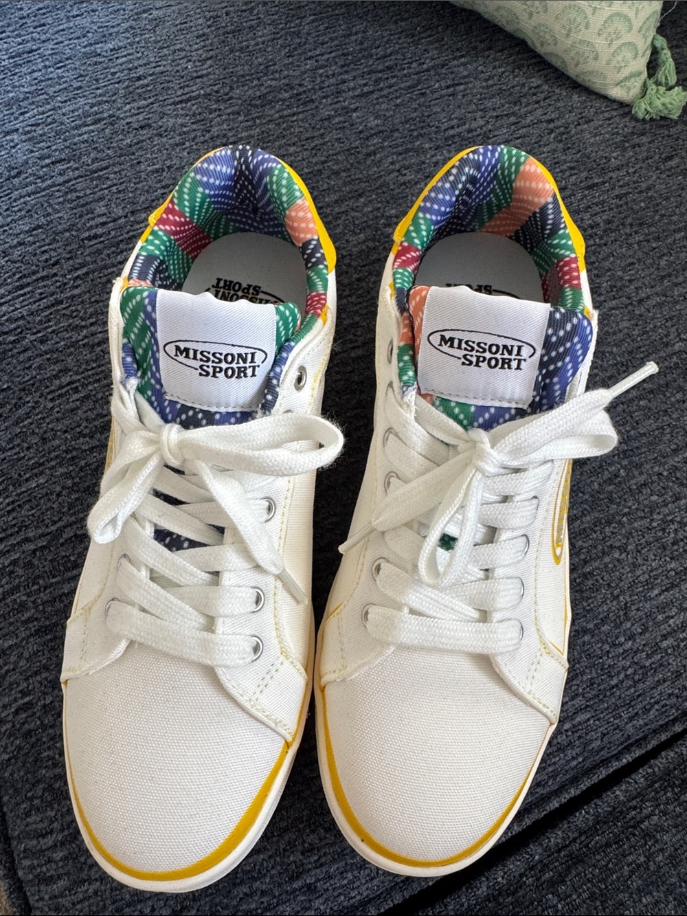 Missoni White Canvas Sneakers with Multicolor Trim